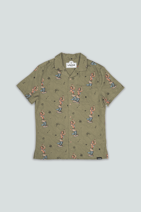 Dashboard Hula Short Sleeve Shirt (Deep Lichen Green)