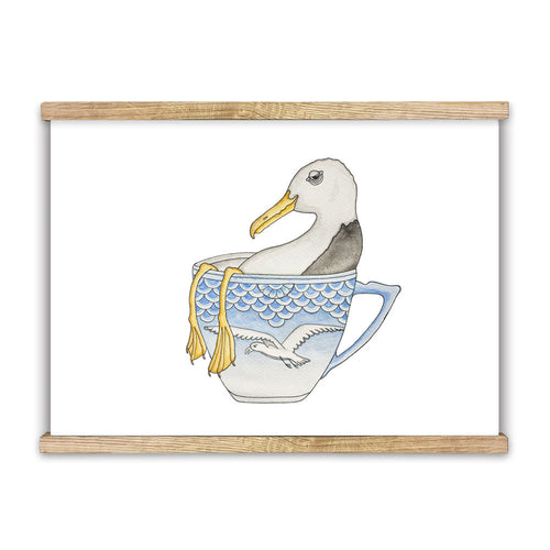 Seagull in a cup plakat i A3 format printet på genbrugspapir og trykt på 250g papir, dansk design