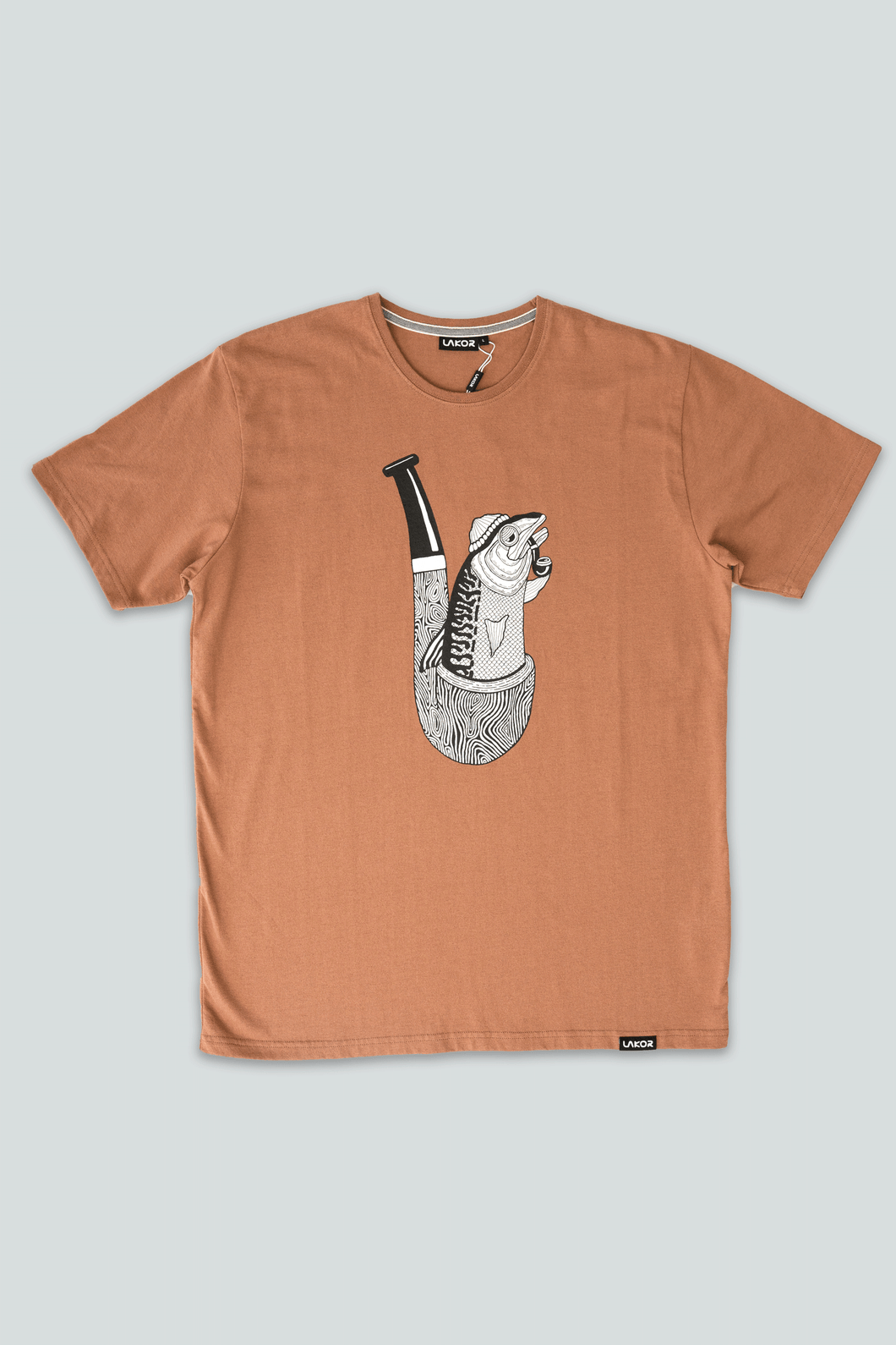 Smoking Mackerel T-shirt (Brown)